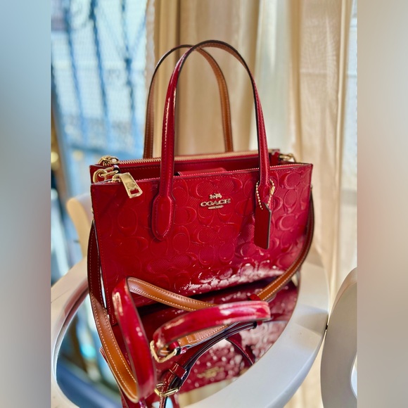 Coach Cherry Red Patent Leather Tote - Picture 1 of 8